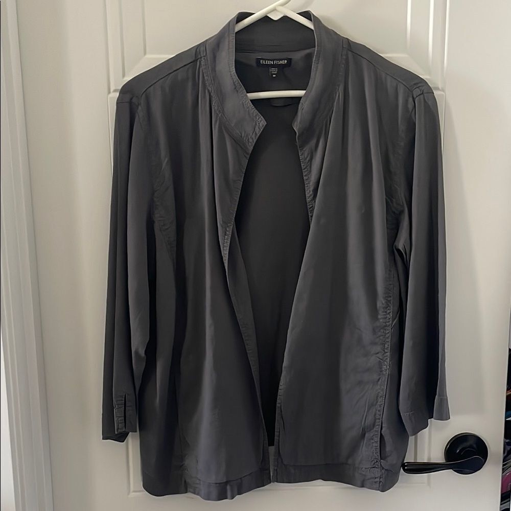 Eileen Fisher Gray Linen Blend Women's Jacket